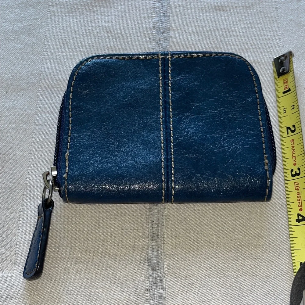 Elegant Franco Sarto Zip-Around Coin Purse Navy Leather Wallet Unisex